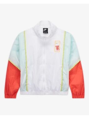 Nike Retro Windbreaker Jacket Womens XS White Mint Coral Colorblock Sportswear